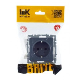 Розетка 1-м СП BRITE РС14-1-0-БрМ 16А с заземл. защ. шторки механизм маренго IEK BR-R14-16-K35