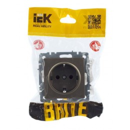 Розетка BRITE РС14-1-0-БрШ 16А с заземл. защ. шторки механизм шампань IEK BR-R14-16-K37