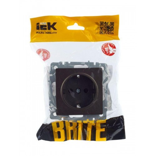 Розетка 1-м СП BRITE РС14-1-0-БрТБ 16А с заземл. защ. шторки механизм бронза IEK BR-R14-16-K45