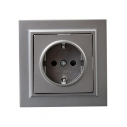 Розетка СП BRITE РСР14-1-0-БрС 16А в сборе с заземл. защ. шторки сталь IEK BR-R14-16-K46-F