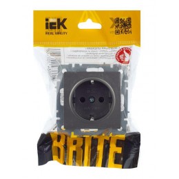 Розетка 1-м СП BRITE РС14-1-0-БрС 16А с заземл. защ. шторки механизм сталь IEK BR-R14-16-K46