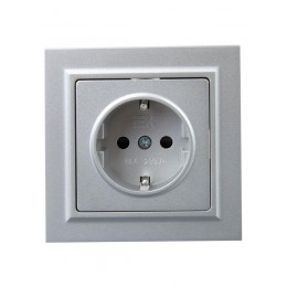 Розетка СП BRITE РСР14-1-0-БрА 16А в сборе с заземл. защ. шторки алюм. IEK BR-R14-16-K47-F