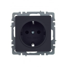 Розетка 1-м СП BRITE РС14-1-0-БрГ 16А с заземл. защ. шторки механизм графит IEK BR-R14-16-K53
