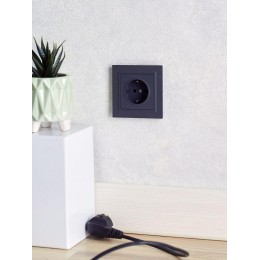 Розетка 1-м СП BRITE РС14-1-0-БрГ 16А с заземл. защ. шторки механизм графит IEK BR-R14-16-K53