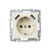 Розетка BRITE РЮш10-1-БрКр 16А с USB A+A 2.1А с заземл. защ. шторки механизм беж. IEK BR-R14-16-U21-D21-K10