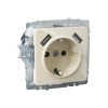 Розетка BRITE РЮш10-1-БрКр 16А с USB A+A 2.1А с заземл. защ. шторки механизм беж. IEK BR-R14-16-U21-D21-K10