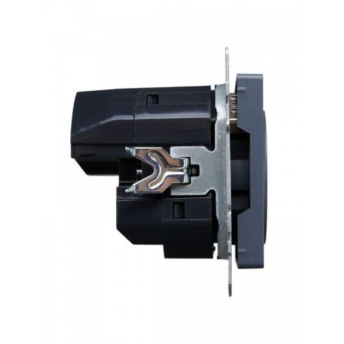 Розетка BRITE РЮш10-1-БрМ 16А с USB A+A 2.1А с заземл. защ. шторки механизм маренго IEK BR-R14-16-U21-D21-K35