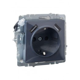 Розетка BRITE РЮш10-1-БрМ 16А с USB A+A 2.1А с заземл. защ. шторки механизм маренго IEK BR-R14-16-U21-D21-K35