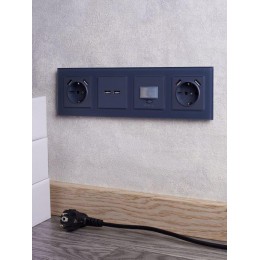 Розетка BRITE РЮш10-1-БрМ 16А с USB A+A 2.1А с заземл. защ. шторки механизм маренго IEK BR-R14-16-U21-D21-K35