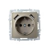 Розетка BRITE РЮш10-1-БрШ 16А с USB A+A 2.1А с заземл. защ. шторки механизм шампань IEK BR-R14-16-U21-D21-K37