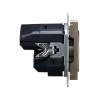 Розетка BRITE РЮш10-1-БрШ 16А с USB A+A 2.1А с заземл. защ. шторки механизм шампань IEK BR-R14-16-U21-D21-K37