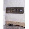 Розетка BRITE РЮш10-1-БрШ 16А с USB A+A 2.1А с заземл. защ. шторки механизм шампань IEK BR-R14-16-U21-D21-K37