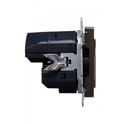 Розетка BRITE РЮш10-1-БрТБ 16А с USB A+A 2.1А с заземл. защ. шторки темн. механизм бронза IEK BR-R14-16-U21-D21-K45