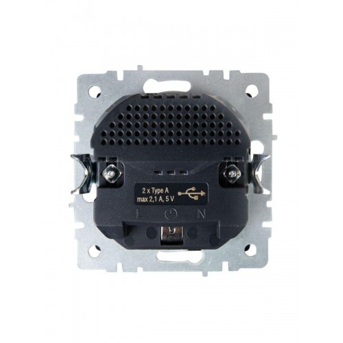 Розетка BRITE РЮш10-1-БрТБ 16А с USB A+A 2.1А с заземл. защ. шторки темн. механизм бронза IEK BR-R14-16-U21-D21-K45