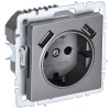 Розетка BRITE РЮш10-1-БрС 16А с USB A+A 2.1А с заземл. защ. шторки механизм сталь IEK BR-R14-16-U21-D21-K46