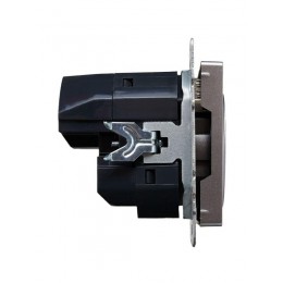 Розетка BRITE РЮш10-1-БрС 16А с USB A+A 2.1А с заземл. защ. шторки механизм сталь IEK BR-R14-16-U21-D21-K46