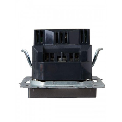 Розетка BRITE РЮш10-1-БрС 16А с USB A+A 2.1А с заземл. защ. шторки механизм сталь IEK BR-R14-16-U21-D21-K46