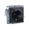 Розетка BRITE РЮш10-1-БрГ 16А с USB A+A 2.1А с заземл. защ. шторки механизм графит IEK BR-R14-16-U21-D21-K53