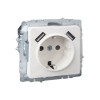 Розетка BRITE РЮш10-2-БрБ 16А с USB A+A 3.1А с заземл. защ. шторки механизм бел. IEK BR-R14-16-U21-D31-K01