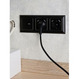 Розетка BRITE РЮш10-2-БрЧ 16А с USB A+A 3.1А с заземл. защ. шторки механизм черн. IEK BR-R14-16-U21-D31-K02