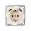 Розетка BRITE РЮш10-2-БрКр 16А с USB A+A 3.1А с заземл. защ. шторки механизм беж. IEK BR-R14-16-U21-D31-K10
