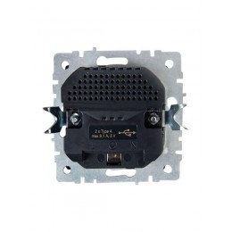 Розетка BRITE РЮш10-2-БрА 16А с USB A+A 3.1А с заземл. защ. шторки механизм алюм. IEK BR-R14-16-U21-D31-K47