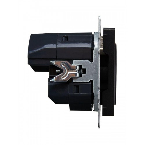 Розетка BRITE РЮш11-1-БрЧ 16А с USB A+C 18Вт с заземл. защ. шторки механизм черн. IEK BR-R14-16-U22-018-K02