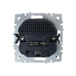 Розетка BRITE РЮш11-1-БрЧ 16А с USB A+C 18Вт с заземл. защ. шторки механизм черн. IEK BR-R14-16-U22-018-K02