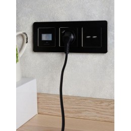 Розетка BRITE РЮш11-1-БрЧ 16А с USB A+C 18Вт с заземл. защ. шторки механизм черн. IEK BR-R14-16-U22-018-K02