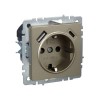 Розетка BRITE РЮш11-1-БрШ 16А с USB A+C 18Вт с заземл. защ. шторки механизм шампань IEK BR-R14-16-U22-018-K37