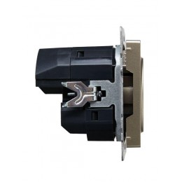 Розетка BRITE РЮш11-1-БрШ 16А с USB A+C 18Вт с заземл. защ. шторки механизм шампань IEK BR-R14-16-U22-018-K37