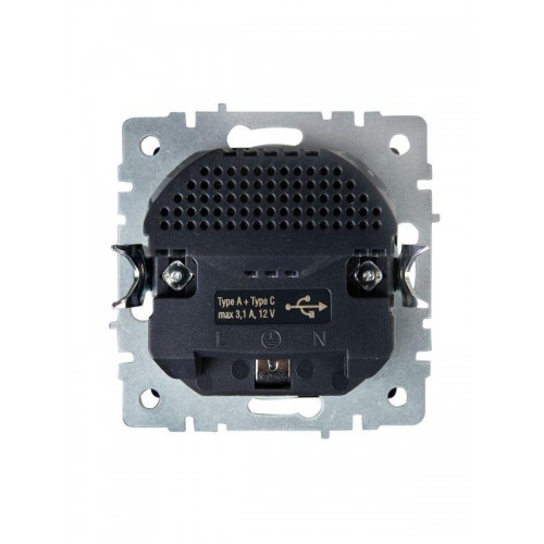 Розетка BRITE РЮш11-1-БрШ 16А с USB A+C 18Вт с заземл. защ. шторки механизм шампань IEK BR-R14-16-U22-018-K37
