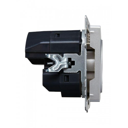 Розетка BRITE РЮш11-1-БрА 16А с USB A+C 18Вт с заземл. защ. шторки механизм алюм. IEK BR-R14-16-U22-018-K47