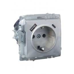 Розетка BRITE РЮш11-1-БрА 16А с USB A+C 18Вт с заземл. защ. шторки механизм алюм. IEK BR-R14-16-U22-018-K47