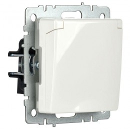 Розетка BRITE РСбш10-3-44-БрБ 16А IP44 с заземл. защ. шторки с крышкой механизм бел. IEK BR-R16-16-44-K01