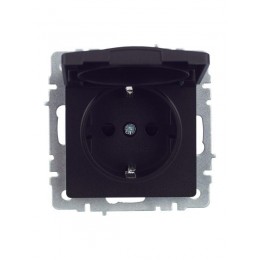Розетка BRITE РСбш10-3-44-БрЧ 16А IP44 с заземл. защ. шторки с крышкой механизм черн. IEK BR-R16-16-44-K02