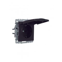 Розетка BRITE РСбш10-3-44-БрЧ 16А IP44 с заземл. защ. шторки с крышкой механизм черн. IEK BR-R16-16-44-K02