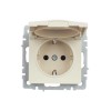 Розетка BRITE РСбш10-3-44-БрКр 16А IP44 с заземл. защ. шторки с крышкой механизм беж. IEK BR-R16-16-44-K10