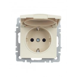 Розетка BRITE РСбш10-3-44-БрКр 16А IP44 с заземл. защ. шторки с крышкой механизм беж. IEK BR-R16-16-44-K10