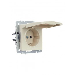 Розетка BRITE РСбш10-3-44-БрКр 16А IP44 с заземл. защ. шторки с крышкой механизм беж. IEK BR-R16-16-44-K10