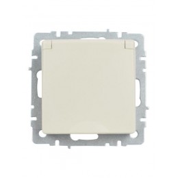 Розетка BRITE РСбш10-3-44-БрКр 16А IP44 с заземл. защ. шторки с крышкой механизм беж. IEK BR-R16-16-44-K10