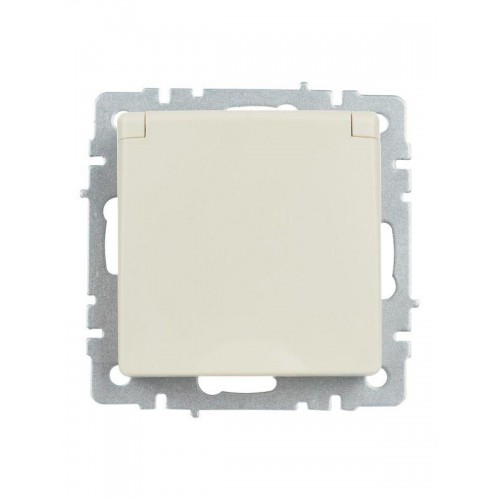 Розетка BRITE РСбш10-3-44-БрКр 16А IP44 с заземл. защ. шторки с крышкой механизм беж. IEK BR-R16-16-44-K10