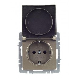 Розетка BRITE РСбш10-3-44-БрШ 16А IP44 с заземл. защ. шторки с крышкой механизм шампань IEK BR-R16-16-44-K37
