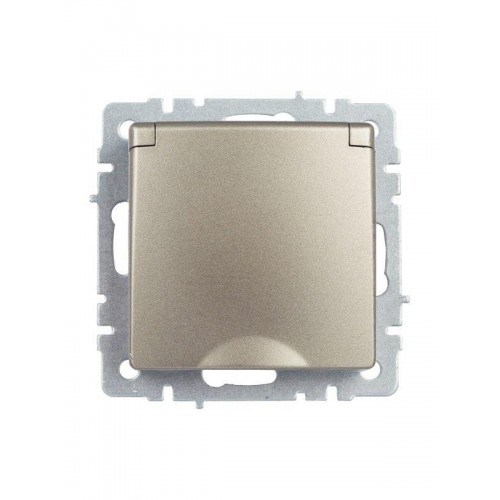 Розетка BRITE РСбш10-3-44-БрШ 16А IP44 с заземл. защ. шторки с крышкой механизм шампань IEK BR-R16-16-44-K37