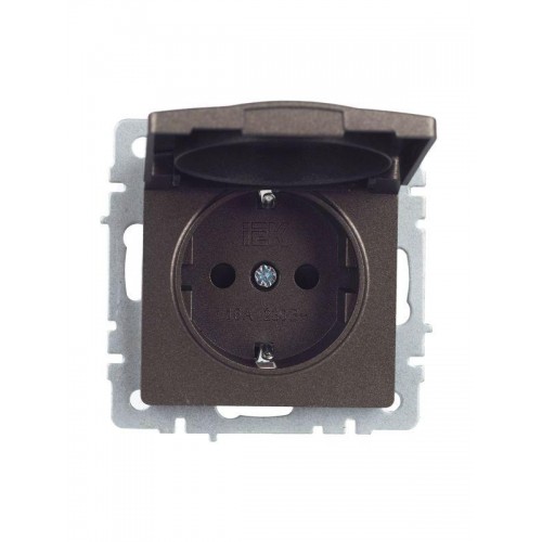 Розетка BRITE РСбш10-3-44-БрТБ 16А IP44 с заземл. защ. шторки с крышкой механизм бронза IEK BR-R16-16-44-K45