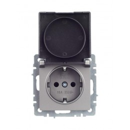 Розетка BRITE РСбш10-3-44-БрС 16А IP44 с заземл. защ. шторки с крышкой механизм сталь IEK BR-R16-16-44-K46