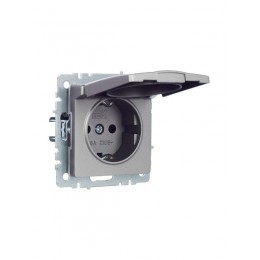 Розетка BRITE РСбш10-3-44-БрС 16А IP44 с заземл. защ. шторки с крышкой механизм сталь IEK BR-R16-16-44-K46