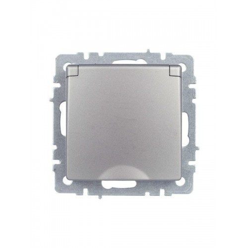 Розетка BRITE РСбш10-3-44-БрС 16А IP44 с заземл. защ. шторки с крышкой механизм сталь IEK BR-R16-16-44-K46