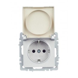 Розетка BRITE РСбш10-3-44-БрА 16А IP44 с заземл. защ. шторки с крышкой механизм алюм. IEK BR-R16-16-44-K47
