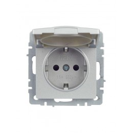 Розетка BRITE РСбш10-3-44-БрА 16А IP44 с заземл. защ. шторки с крышкой механизм алюм. IEK BR-R16-16-44-K47